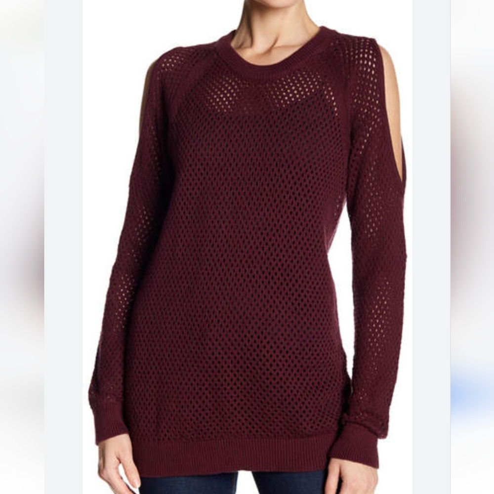Women's BCBGeneration Mauve Cold Shoulder Sweater